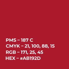 Box showing color codes for Cardinal Red (see below).