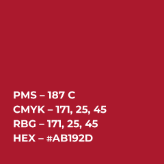 Box showing color codes for Cardinal Red (see below).