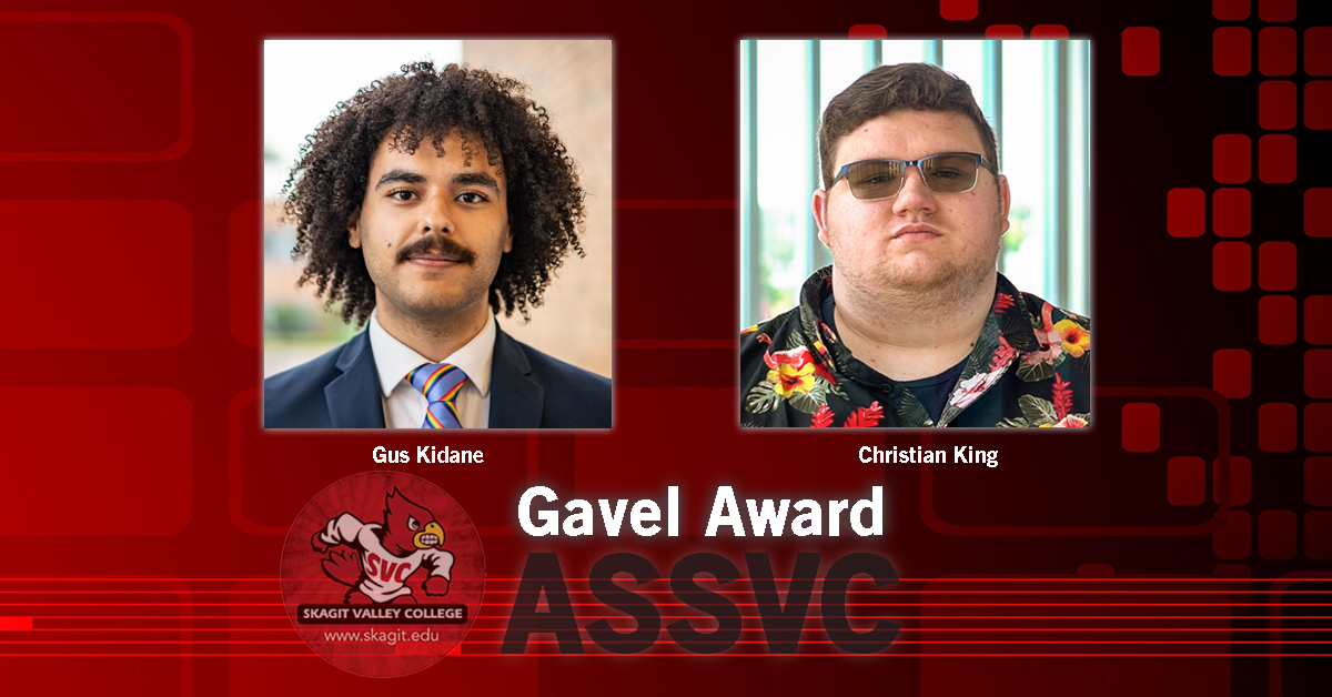 Skagit Valley College students Gus Kidane and Christian King received the ASSVC Gavel Award